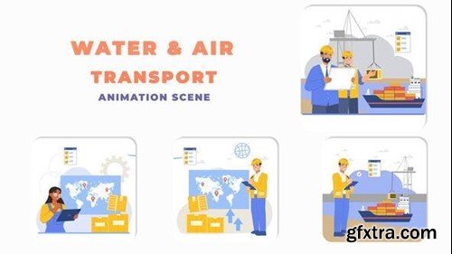 Videohive Water and Air Transportation Animation Scene 43805054