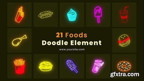 Videohive Tasty Foods Doodle Element Pack 43803515