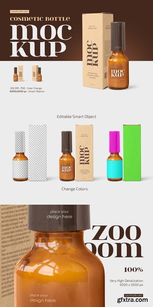 Creativemarket - Amber Glass Cosmetic Bottle Mockup 12788570