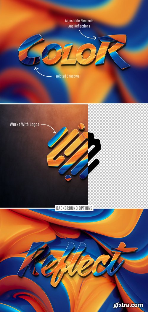 Colorful 3D Glossy Text Effect with Blue and Orange Colors Mockup 564952261