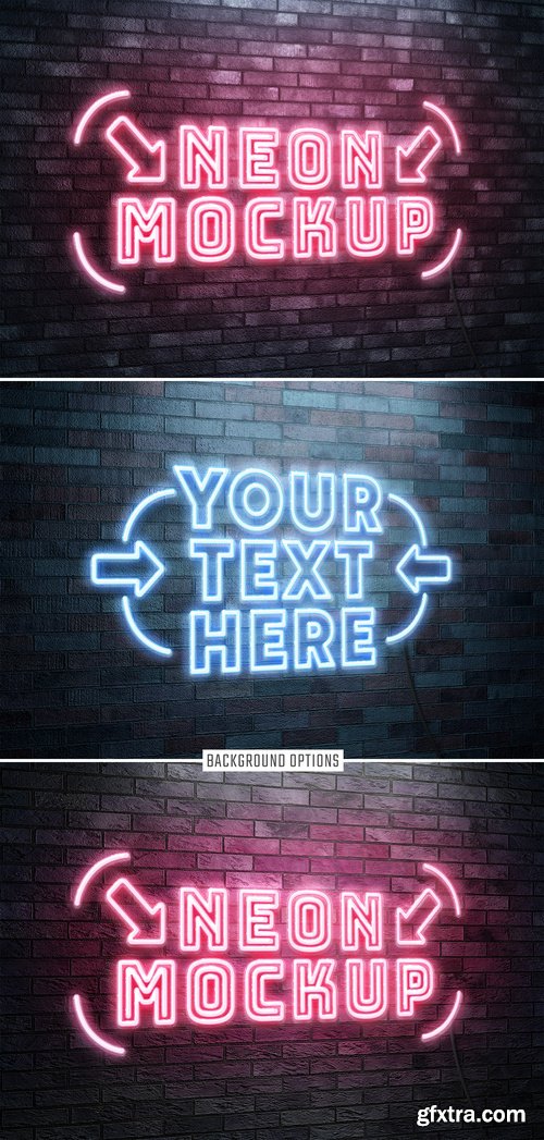 Neon Text Effect Mockup on Brick Wall 541434401