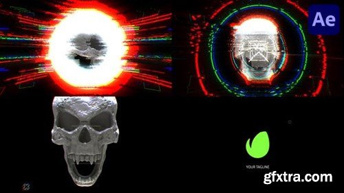 Videohive Glitch Skull Logo for After Effects 43895874