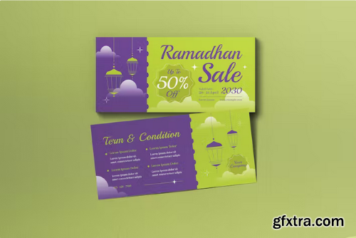 Green Flat Design Ramadan Sale Voucher