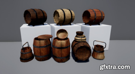 Unreal Engine Marketplace - Wooden props barrels, boxes, tubes and buckets (4.15 - 4.27, 5.0 - 5.1)