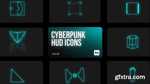 Videohive Cyberpunk HUD Icons 04 for After Effects 44063385