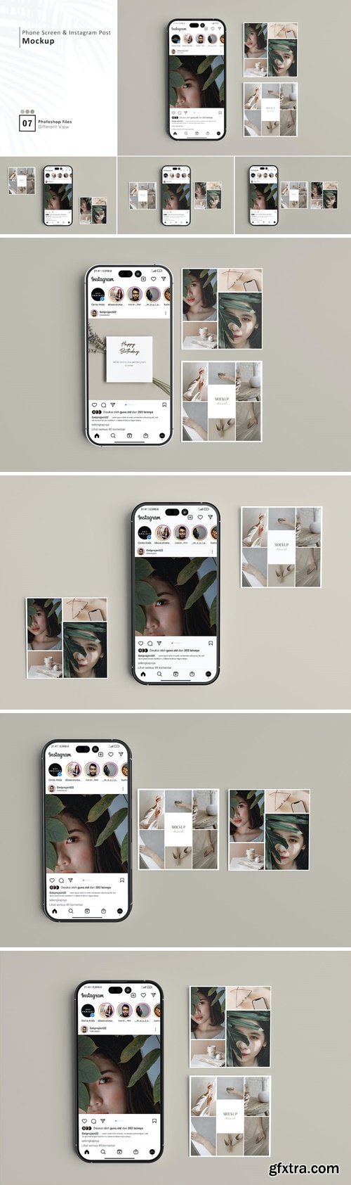 Phone Screen With Instagram Post Mockup HTJPZ5V
