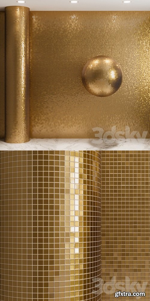 Gold mosaic material on glass | Corona