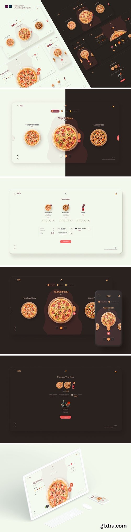 Pizu - Pizza order UX, UI design template 9DWCMTC