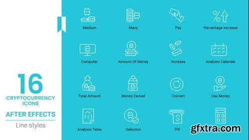 Videohive Cryptocurrency Icon Set Line Pack 44084114