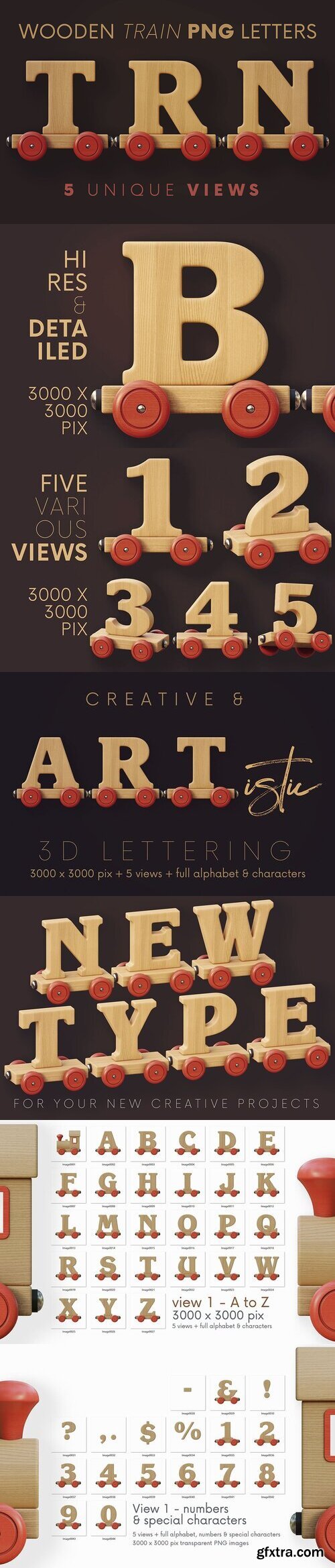 CreativeMarket - Wooden Train - 3D Lettering 5766911