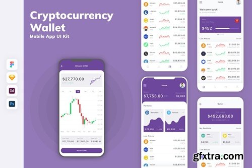 Cryptocurrency Wallet Mobile App UI Kit M65MZHS