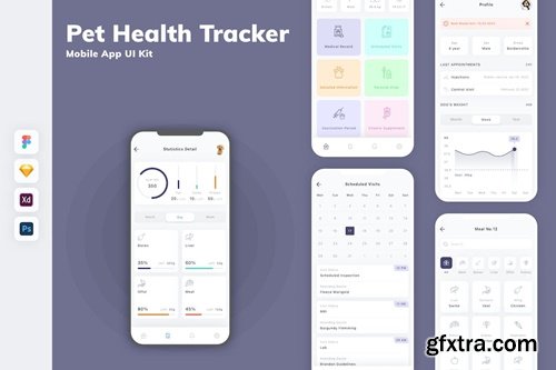 Pet Health Tracker Mobile App UI Kit HN6ZVCJ