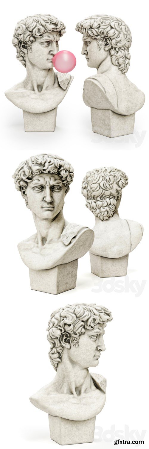 Bust of David Sculpture Michelangelo | Vray+Corona