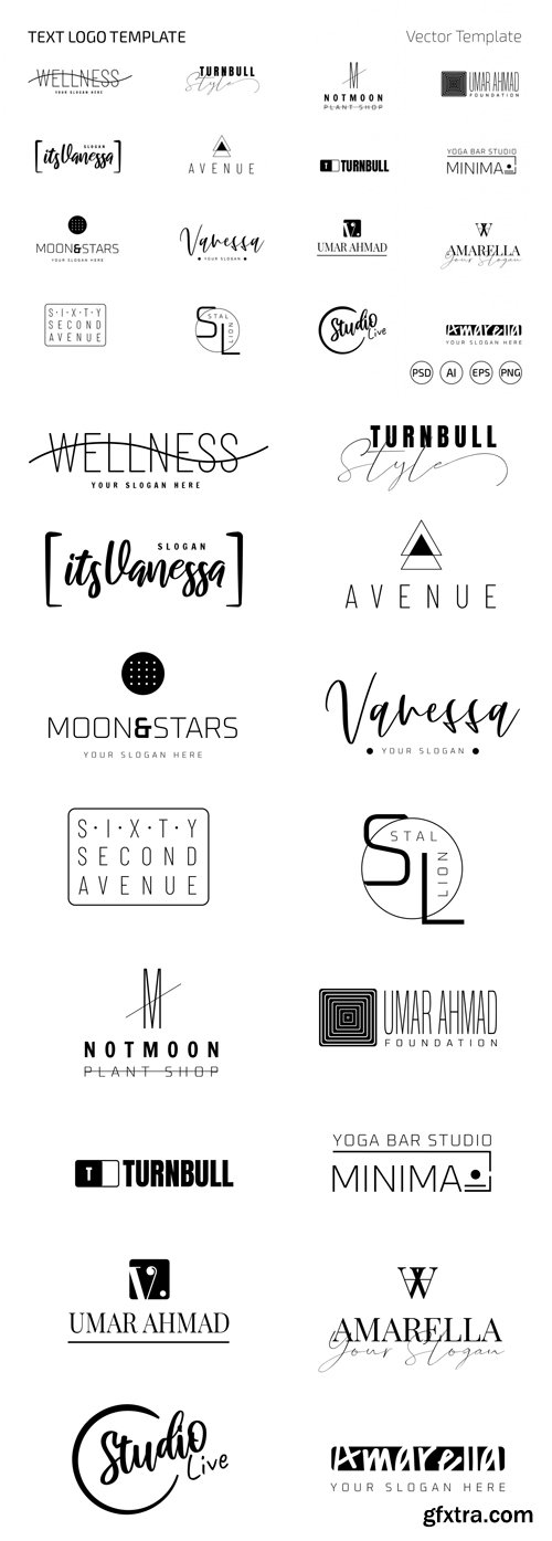16 Text Logo Vector Templates for Illustrator & Photoshop