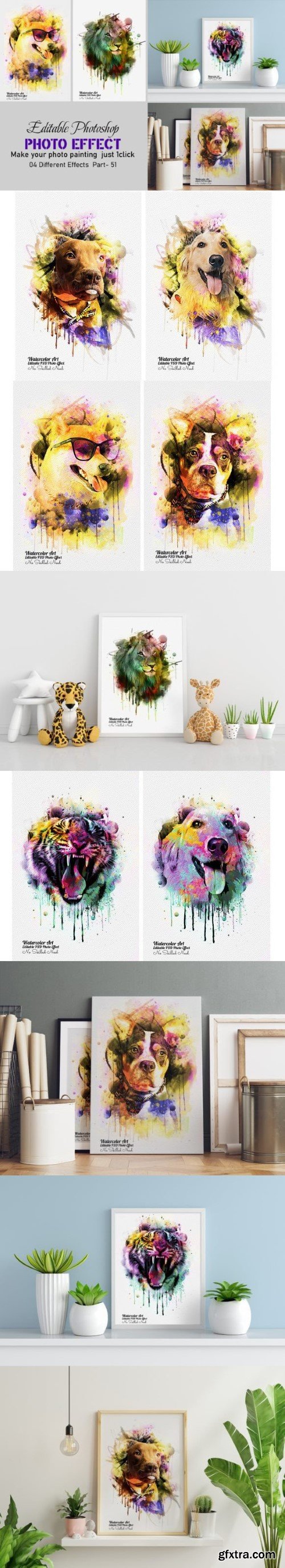 Dog Watercolor Painting Photo Effect