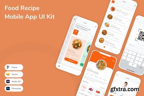 Food Recipe Mobile App UI Kit 6WRCUL8