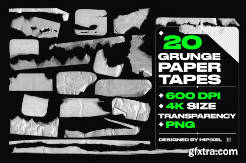 20 Grunge Paper Tapes