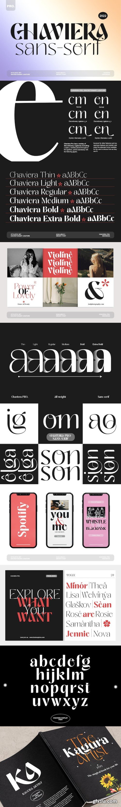 Chaviera Pro - modern font family