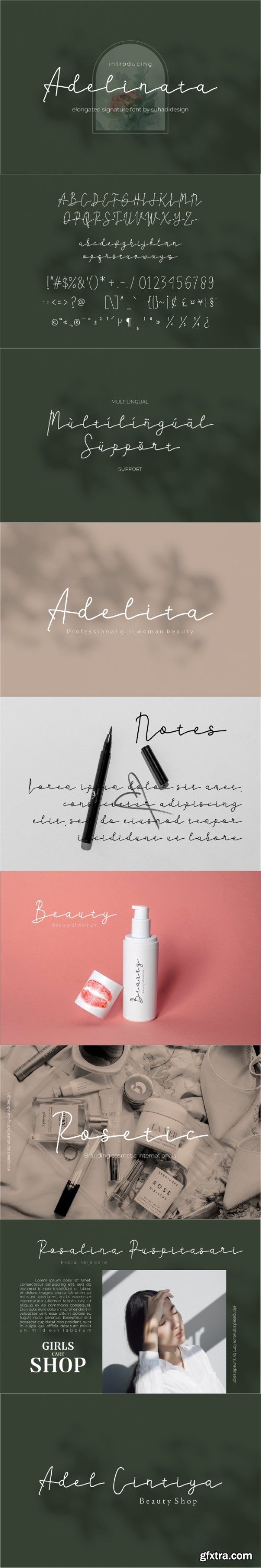 Adelinata - elongated signature font