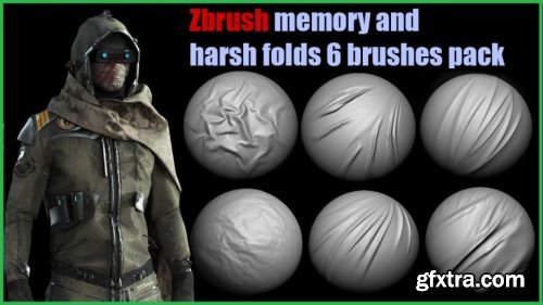 Artstation - Memory and harsh folds for fabric (6 brush pack for Zbrush)