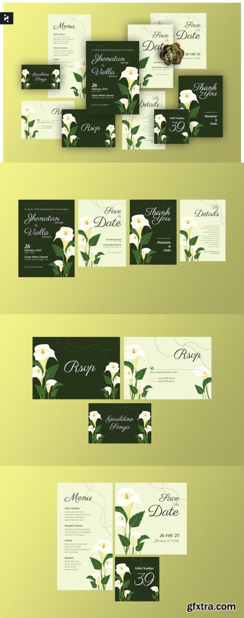 Cala lily wedding invitation suite