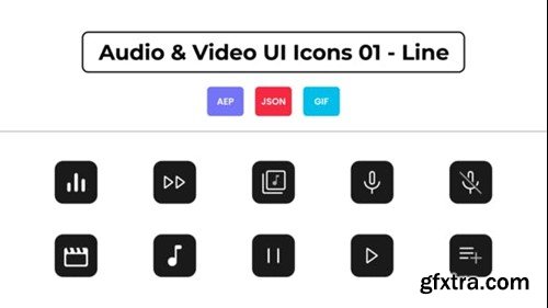Videohive Audio & Video UI Icons 01 - Line 44627428