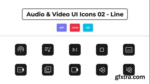 Videohive Audio & Video UI Icons 02 - Line 44627527