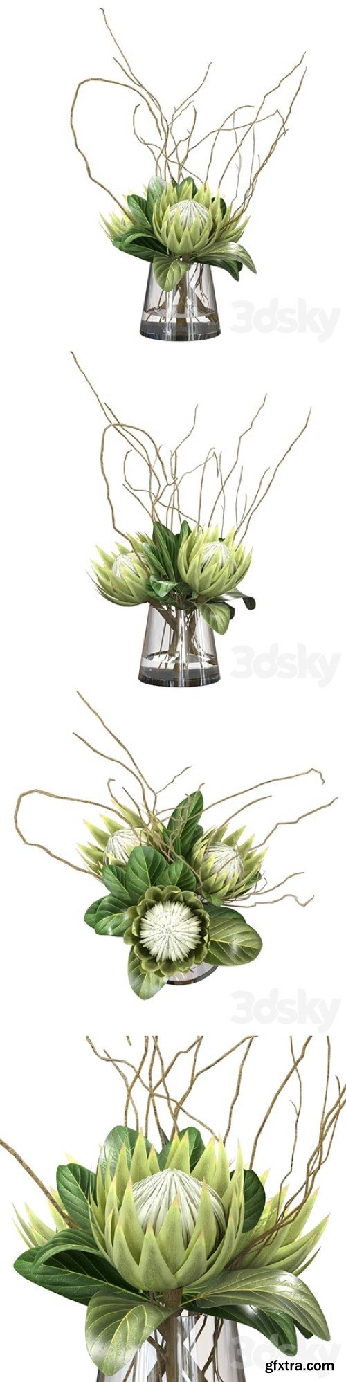 Green bouquet with protea