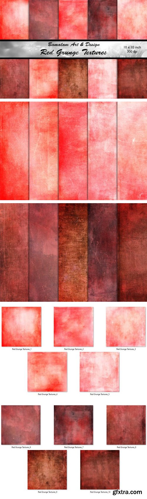 Bright & Dark Red Grunge Textures Pack