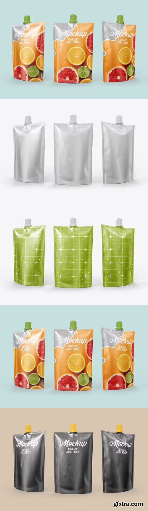Set 3 Stand Up Pouches for Liquids Mockup