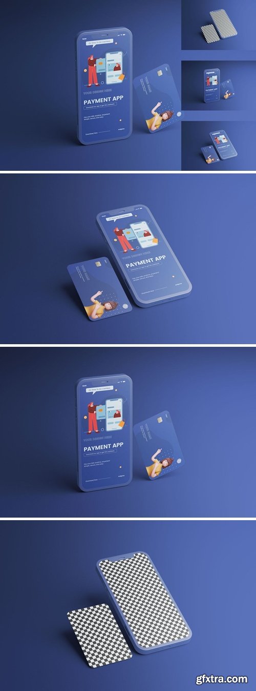 Smartphone Screen mockup with credit card QED37GW