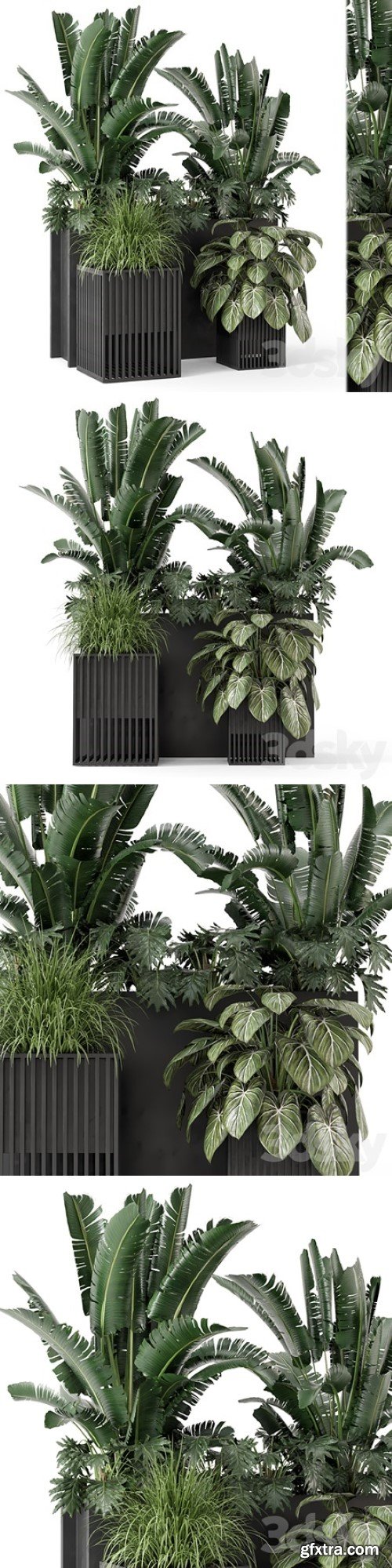 Outdoor Plants Bush in Metal Pot – Set 1074
