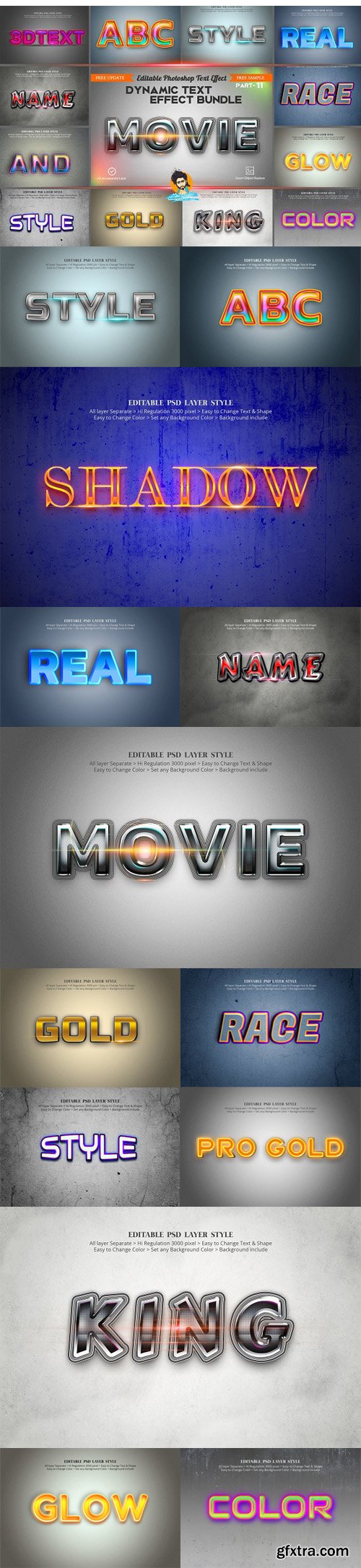Dynamic Text Effect Bundle - 15 Editable Photoshop Templates
