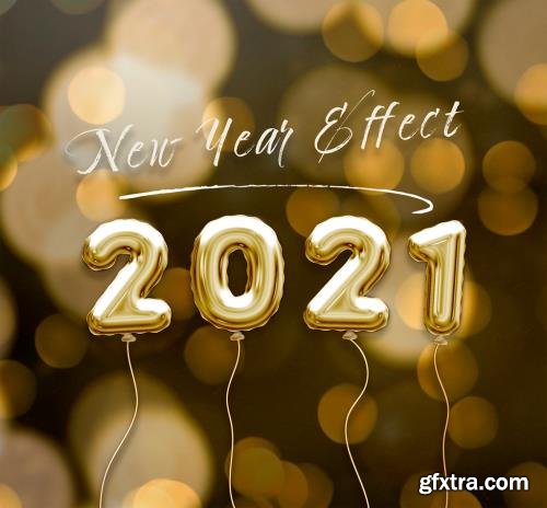 Foil New Year Balloon Text Effect Mockup 383931316