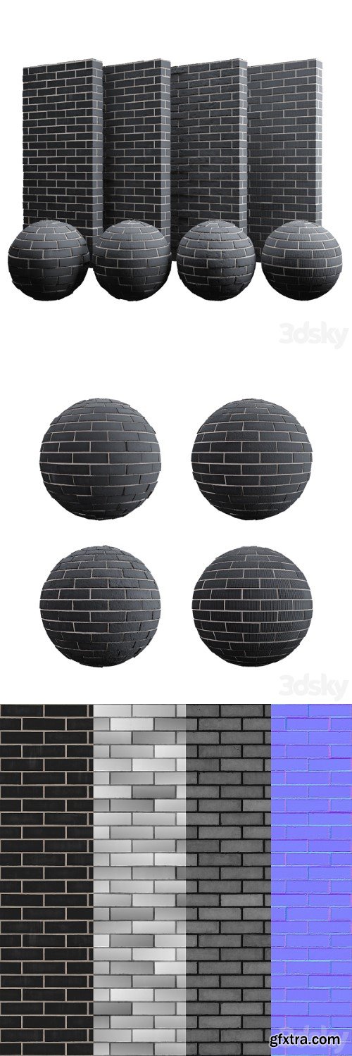 Black brick tiles