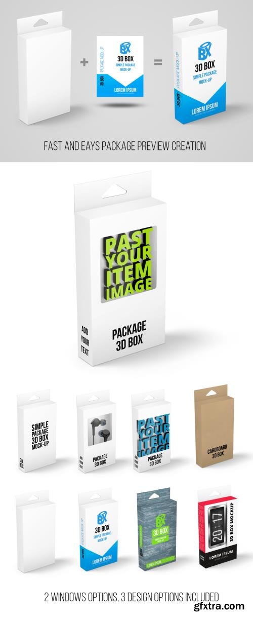 3D Package Preview Mockup of Box with Hang Slot 373961416