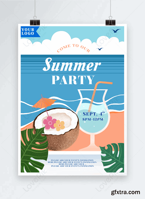 Tropical Beach Summer Party Poster Template 465493235