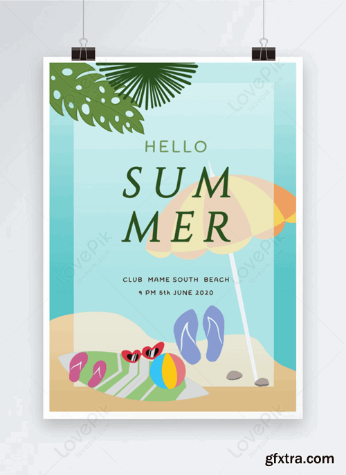 Hand Drawn Summer Beach Party Party Poster Template 465439673