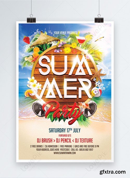 Creative Summer Pool Party Poster Template 450013403