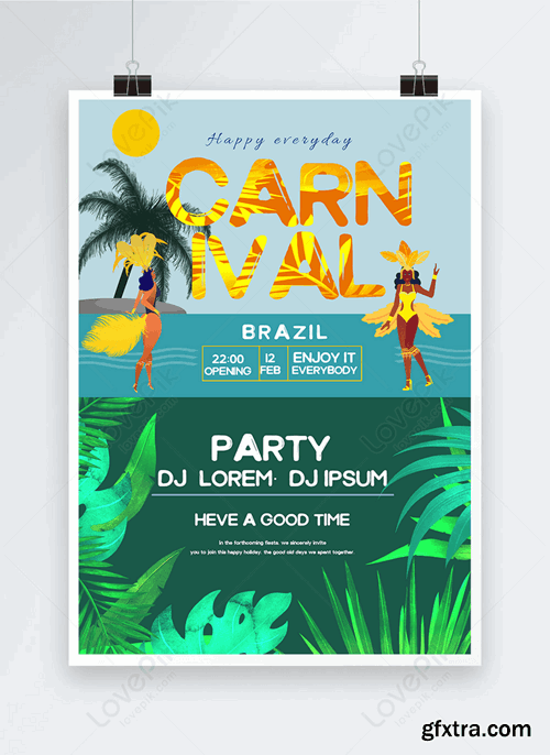 Hot Beach Brazil Carnival Party Poster Template 465747314