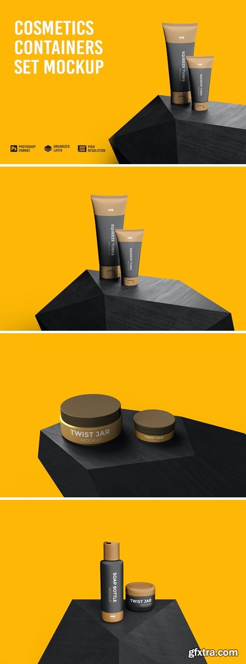 Cosmetics Containers Set Mockup YSFQ2SH