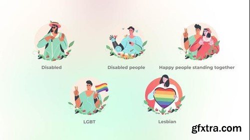 Videohive Happy People Standing Together - Flat Concepts-Colorful 45021247