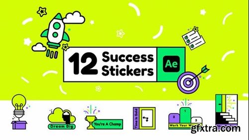 Videohive 12 Success Stickers Animated 45190304