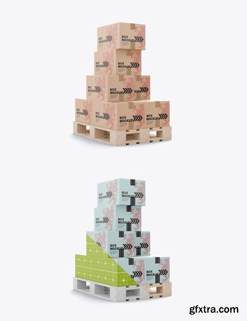 Pallet with Kraft Boxes Mockup 593979899