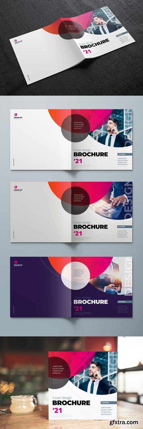 Square Report Cover Layout Set with Colorful Circle Elements 308990131