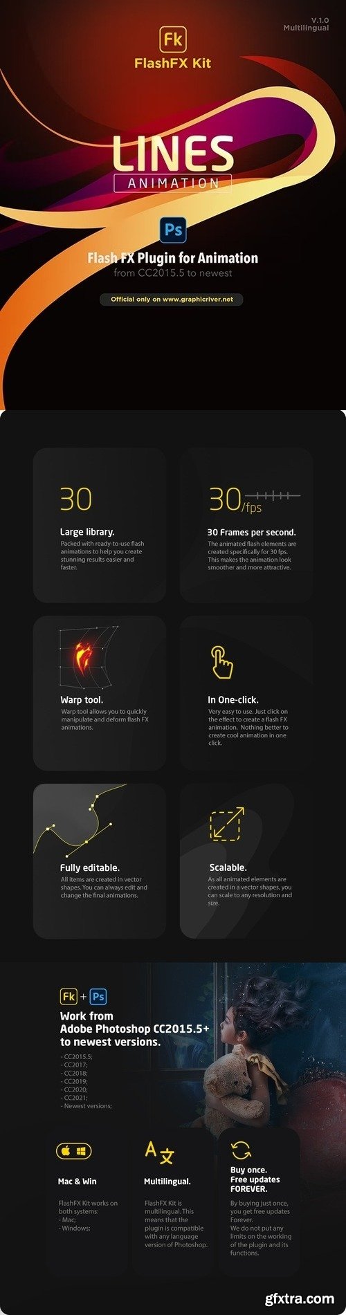 GraphicRiver - FlashFX Kit Lines Animations for Photoshop - 2d Vfx Plugin 33200372