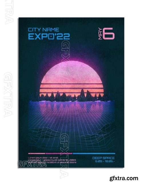 Retro 80s Sci-Fi Event Poster Layout 295919452