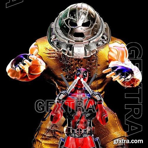 Deadpool and Juggernaut – 3D Print Model