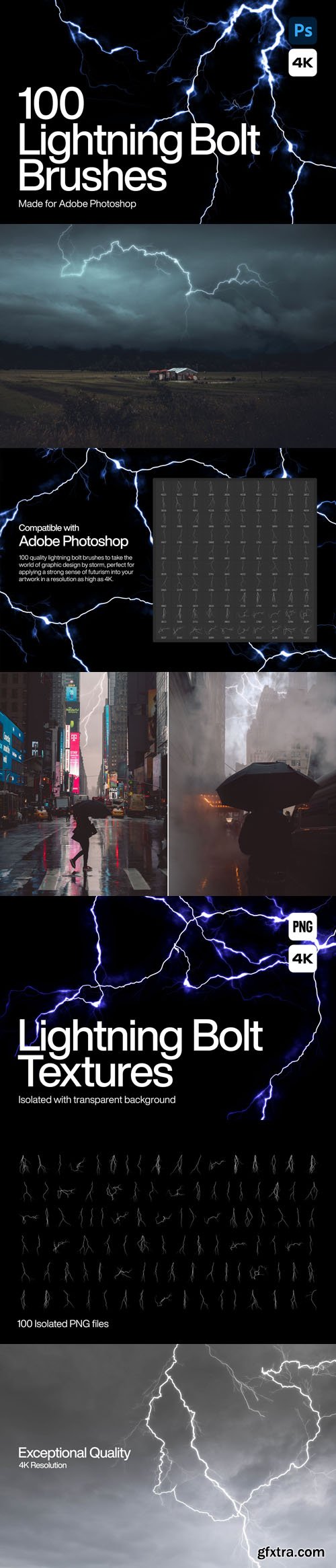 Lightning Bolt Brushes for Photoshop +Textures