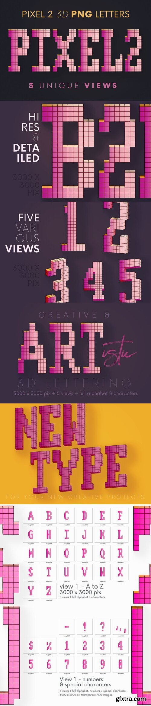 CreativeMarket - Pixel 2 - 3D Lettering 5780533